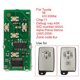 (Number 271451-0780-Eur) 433.92MHz 5 Button for Toyota Smart Card Board 