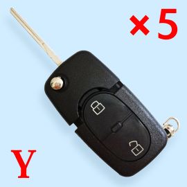 2 Buttons Flip Remote Key Shell for Audi with Large Battery Holder - 5 pcs