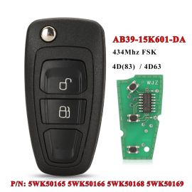 (434Mhz) 4D63 Remote Flip Car Key For Ford Ranger C-Max Focus Grand C-Max Mondeo 5WK50165 5WK50166 5WK50168 5WK50169