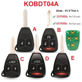 (315/433mhz) KOBDT04A Remote Car key for Dodge Chrysler Jeep Dakota Durango Charger 300 Aspen Grand Cherokee