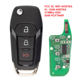 315MHz N5F-AO8TAA 3248-A08TAA 3btn Remote Key PCF7945P For 2015 - 2019 Ford F150 F250 F350 EXPLORER