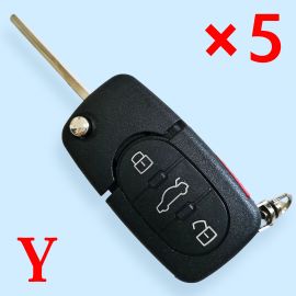 3+1 Buttons Flip Remote Key Shell for Audi with Large Battery Holder - 5 pcs