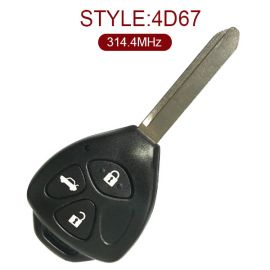 for Toyota Printer Friendly Tell A Friend Toyota 3 Button Remote Key (Toy47 Blade) 314.4MHz 67 Chip