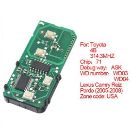 (Number 271451-0140-USA) 314.3 MHz 4 button for Toyota Smart Card Board
