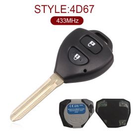 for Toyota 2 Button Remote Key (Tokai) 433MHz,4D-67 Chip Inside