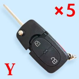 2+1 Buttons Flip Remote Key Shell for Audi with Small Battery Holder - 5 pcs