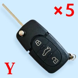 3 Buttons Flip Remote Key Shell for Audi with Small Battery Holder - 5 pcs