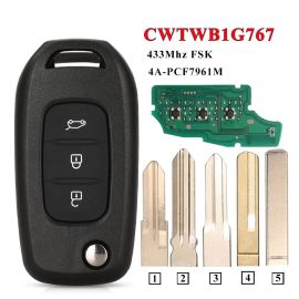 (433Mhz) PCF7961M FCC:CWTWB1G767 Flip Remote Key For Renault Logan 2 Sandero 2