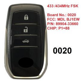 (Board # 0020) (P/N: 89904-33660) (FCC: MDL BJ1EW) Smart Key For Toyota Camry/Hybrid
