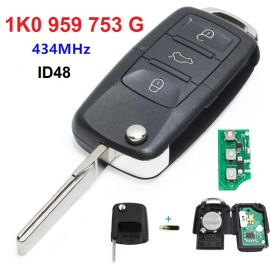 Remote Key for VW 3 Button 433MHz FCCID: 1K0 959 753 G