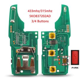 (433/315MHz) 5K0 837 202AD Remote Control Key board pcb For VW Polo Golf MK6 Tiguan Touareg 202AD 202H 202Q 3 Button With 48 Chip