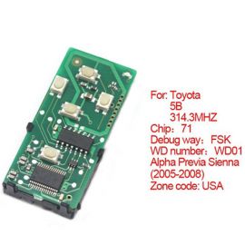 (Number 271451-6221-USA) 314.3MHz 5 Button for Toyota Smart Card Board