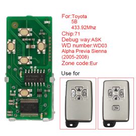 (Number 271451-0780-Eur) 433.92MHz 5 Button for Toyota Smart Card Board 