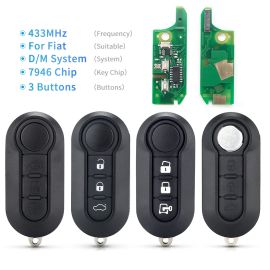 (Marelli BSI / Delphi BSI ) 433MHz PCF7946 3 button for Fiat Remote Key Fob 500L Bravo Ducato