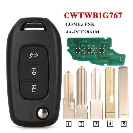 (433Mhz) PCF7961M FCC:CWTWB1G767 Flip Remote Key For Re-nault Logan 2 Sandero 2