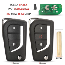 (434 MHz) H-8A chip BA2TA 89070-0KB40 Filp Folding Remote Control Car Key For Toy Hilux Yaris Yaris Cross 2015+