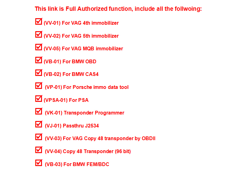 VVDI2 full functions