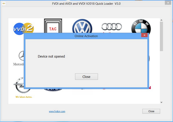 FVDI error - device not opened